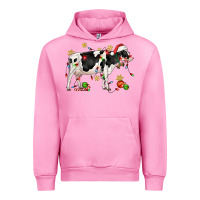 Fuchsia Pink christmas holstein cow Urban Hoodie - CowGirlArtShop