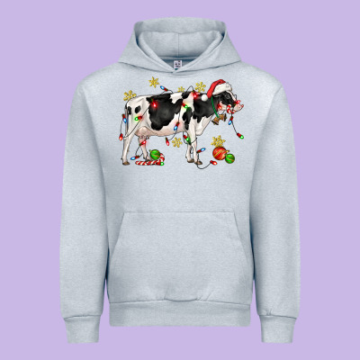 Christmas Holstein Cow Urban Hoodie Designed By Cowgirlartshop