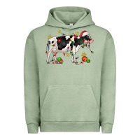 Pigment Oil Green christmas holstein cow Urban Hoodie - CowGirlArtShop