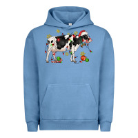 Pigment Pebble Blue christmas holstein cow Urban Hoodie - CowGirlArtShop