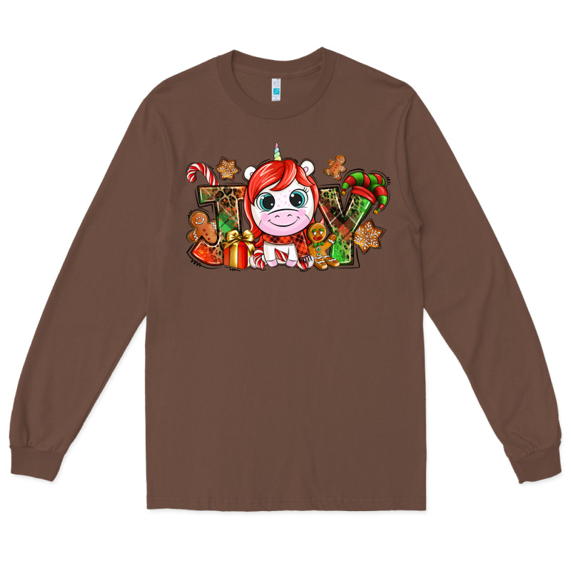 Joy Unicorn Christmas Long Sleeve Tee by NancyCooperArtShop | Teevron