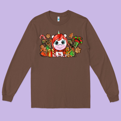 Joy Unicorn Christmas Long Sleeve Tee Designed By Nancycooperartshop