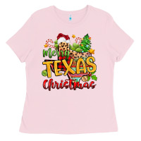 Bubblegum Pink merry texas christmas Ladies Tee - Zillion Design Studio
