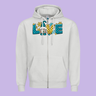 Love Winter Gnome Zipper Hoodie Designed By Nancycooperartshop