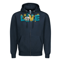 Navy love winter gnome Zipper Hoodie - NancyCooperArtShop