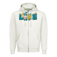 Oatmeal Heather love winter gnome Zipper Hoodie - NancyCooperArtShop