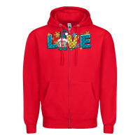 Red love winter gnome Zipper Hoodie - NancyCooperArtShop