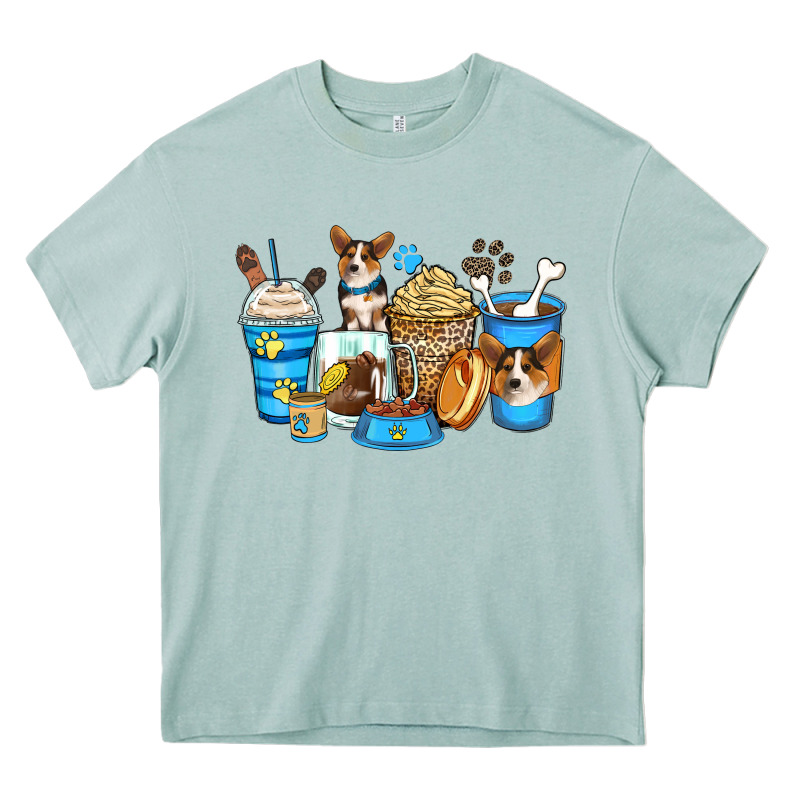 Corgi Coffee Cups Heavy Core Tee by Zillion Design Studio | Teevron