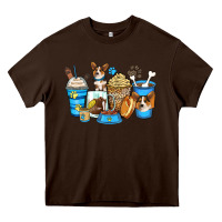 Chocolate Brown corgi coffee cups Heavy Core Tee - Zillion Design Studio