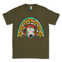 Army Green scottish white calf  rainbow Classic Tee - BarkalooDesign