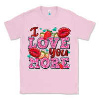 Bubblegum Pink i love you more with lips and strawberry Classic Tee - AdoDesignShop