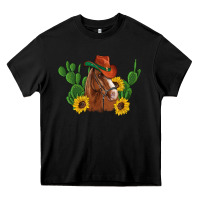 Black western horse cowboy hat cactus sunflowers Heavy Core Tee - Artiststas