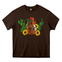 Chocolate Brown western horse cowboy hat cactus sunflowers Heavy Core Tee - Artiststas