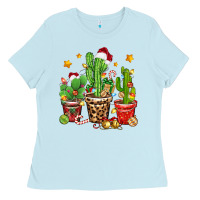 Baby Blue Christmas cactus Ladies Tee - Zillion Design Studio