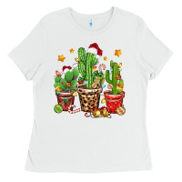 White Christmas cactus Ladies Tee - Zillion Design Studio