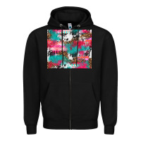 Black leopard cowhide pink turquoise glitter Zipper Hoodie - NancyCooperArtShop