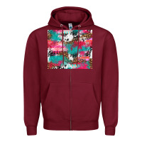 Burgundy leopard cowhide pink turquoise glitter Zipper Hoodie - NancyCooperArtShop