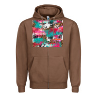 Chestnut leopard cowhide pink turquoise glitter Zipper Hoodie - NancyCooperArtShop