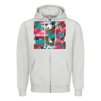 Dove Grey leopard cowhide pink turquoise glitter Zipper Hoodie - NancyCooperArtShop
