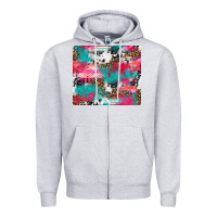 Heather Grey leopard cowhide pink turquoise glitter Zipper Hoodie - NancyCooperArtShop