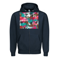 Navy leopard cowhide pink turquoise glitter Zipper Hoodie - NancyCooperArtShop