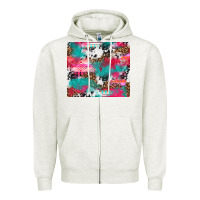 Oatmeal Heather leopard cowhide pink turquoise glitter Zipper Hoodie - NancyCooperArtShop