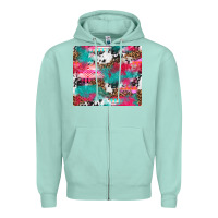 Seafoam leopard cowhide pink turquoise glitter Zipper Hoodie - NancyCooperArtShop