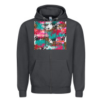 Smoke leopard cowhide pink turquoise glitter Zipper Hoodie - NancyCooperArtShop