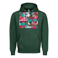 Sports Green leopard cowhide pink turquoise glitter Zipper Hoodie - NancyCooperArtShop