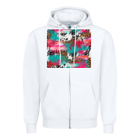 White leopard cowhide pink turquoise glitter Zipper Hoodie - NancyCooperArtShop