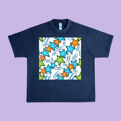 Stars School Seamless Pattern Urban Heavy Tee Designed By Bundleandbundleshop