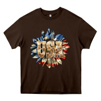 Chocolate Brown usa sunflower billie wilder Heavy Core Tee - texasbilliewilder