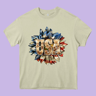 Usa Sunflower Billie Wilder Heavy Core Tee Designed By Texasbilliewilder