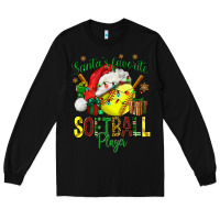 Black Santa's Favorite Softball player Long Sleeve Tee - NancyCooperArtShop
