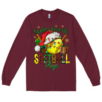 Burgundy Santa's Favorite Softball player Long Sleeve Tee - NancyCooperArtShop