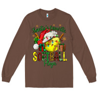 Chestnut Santa's Favorite Softball player Long Sleeve Tee - NancyCooperArtShop