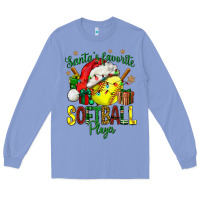 Colony Blue Santa's Favorite Softball player Long Sleeve Tee - NancyCooperArtShop