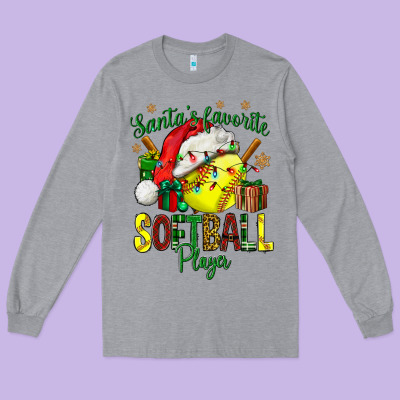 Santa's Favorite Softball Player Long Sleeve Tee Designed By Nancycooperartshop