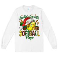 White Santa's Favorite Softball player Long Sleeve Tee - NancyCooperArtShop