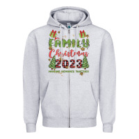 Heather Grey custom family christmas 2023 marking memories toge Zipper Hoodie - MaliasSmallBusiness