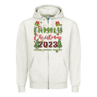 Oatmeal Heather custom family christmas 2023 marking memories toge Zipper Hoodie - MaliasSmallBusiness