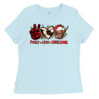 Baby Blue peace love christmas Ladies Tee - JahusDesignShop