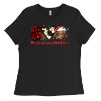 Black peace love christmas Ladies Tee - JahusDesignShop