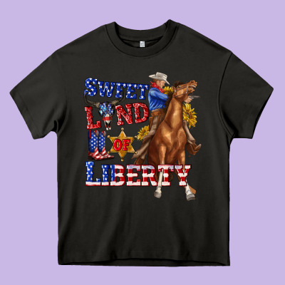 Western Sweet Land Of Liberty 4th July Billie Wilder Heavy Core Tee Designed By Texasbilliewilder