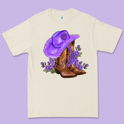 Purple Cowgirl  And Roses Premium Tee Designed By Adodesignshop