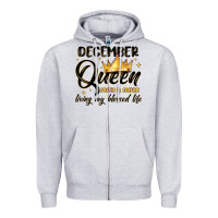 Heather Grey december queen faith and favor living my blessed l Zipper Hoodie - MaliasSmallBusiness
