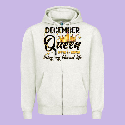 December Queen Faith And Favor Living My Blessed L Zipper Hoodie Designed By Maliassmallbusiness