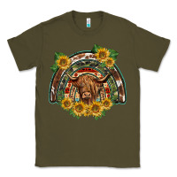 Army Green scottish calf sunflowers rainbow Classic Tee - BarkalooDesign