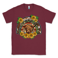 Burgundy scottish calf sunflowers rainbow Classic Tee - BarkalooDesign