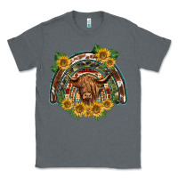 Charcoal Heather scottish calf sunflowers rainbow Classic Tee - BarkalooDesign